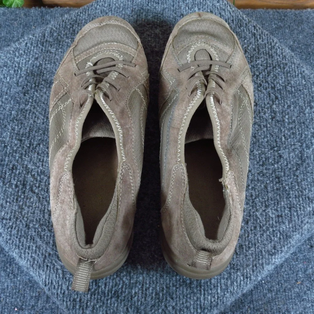 Earth Origins Carly Women Walking Sneaker 11 Wide Comfort Taupe Brown Leather
